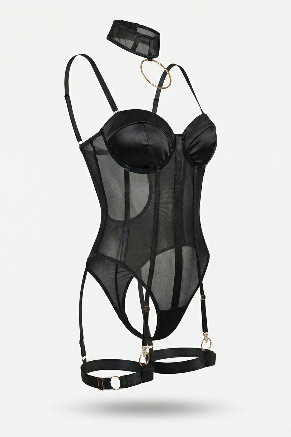 Satin mesh corset – Bodysuit