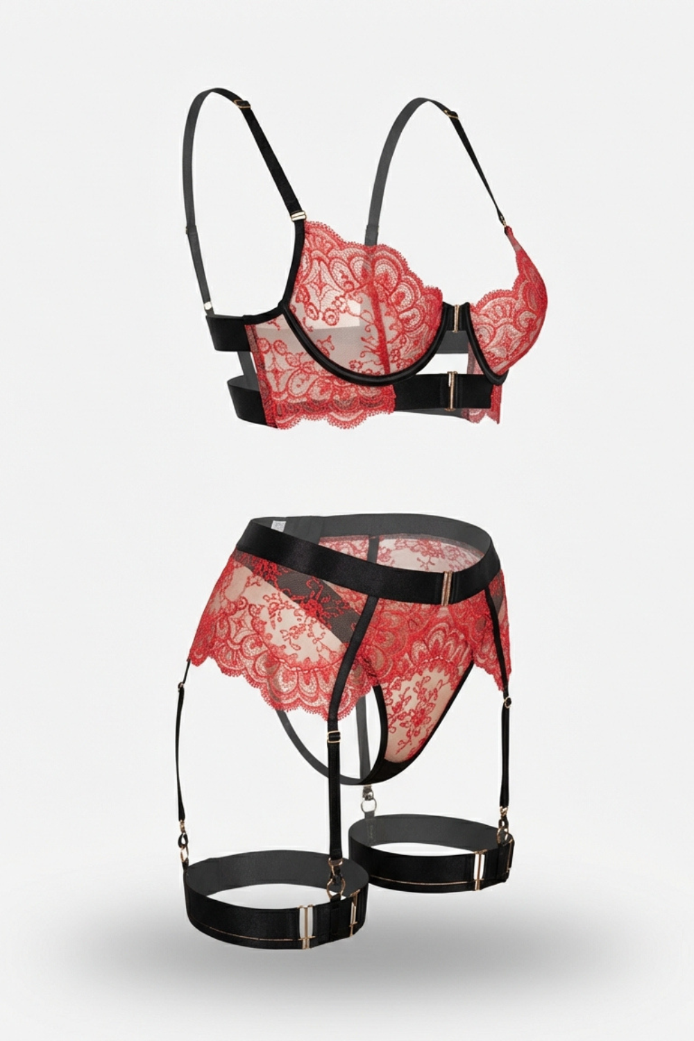 Scalloped lace contrast – Lingerie set