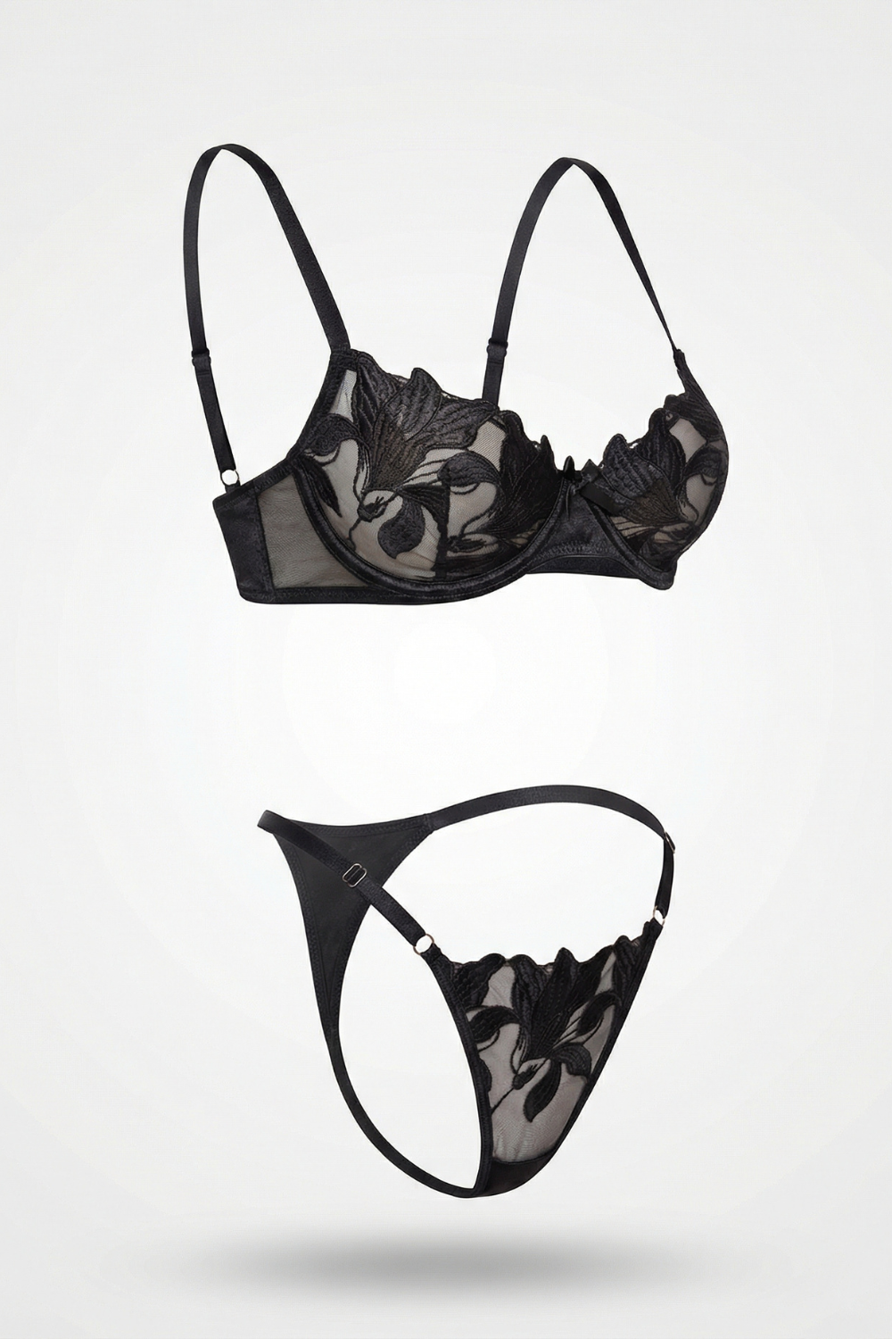 Sheer embroidered allure – Lingerie set