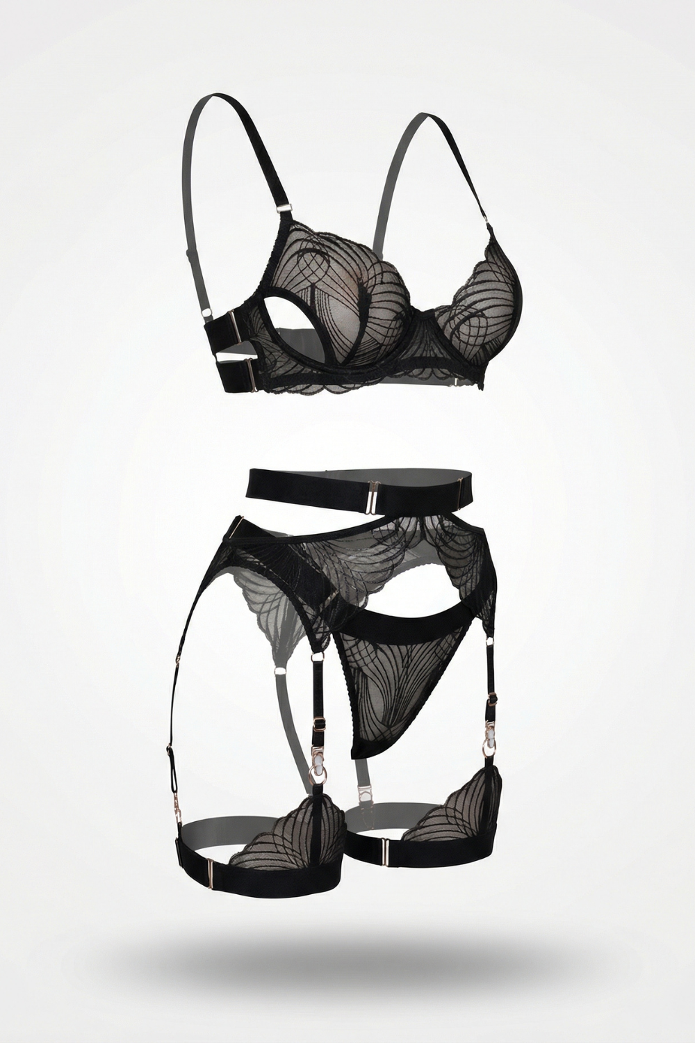 Sheer embroidered straps – Lingerie set