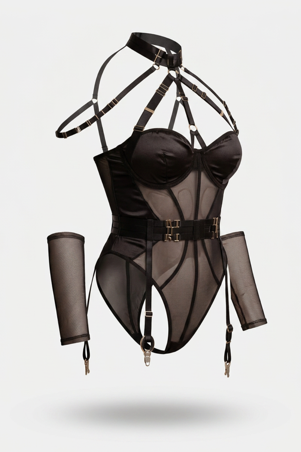 Sheer harness silhouette – Bodysuit set