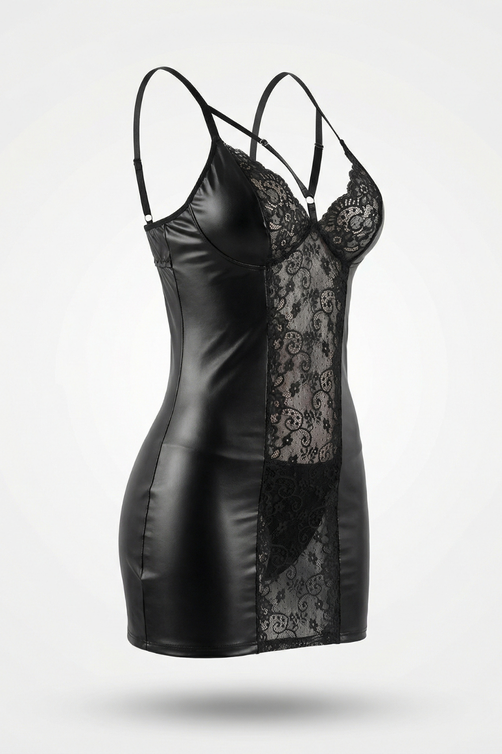 Sheer lace panel silhouette – Mini dress