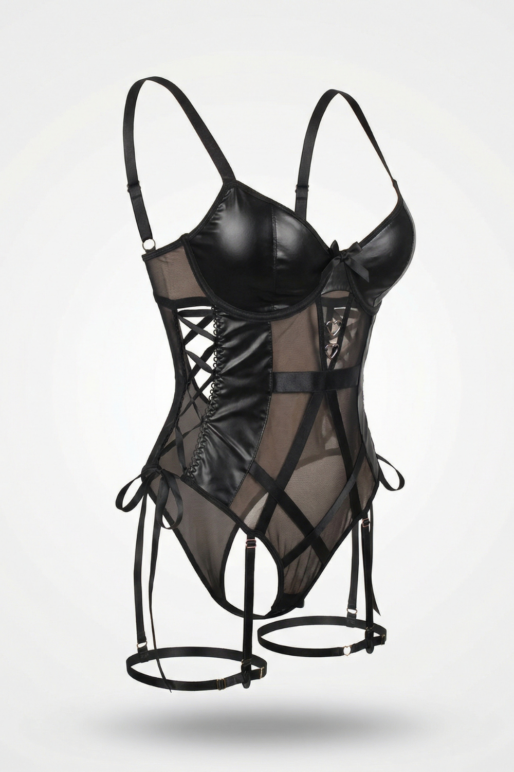 Sheer mesh lace-up silhouette – Bodysuit