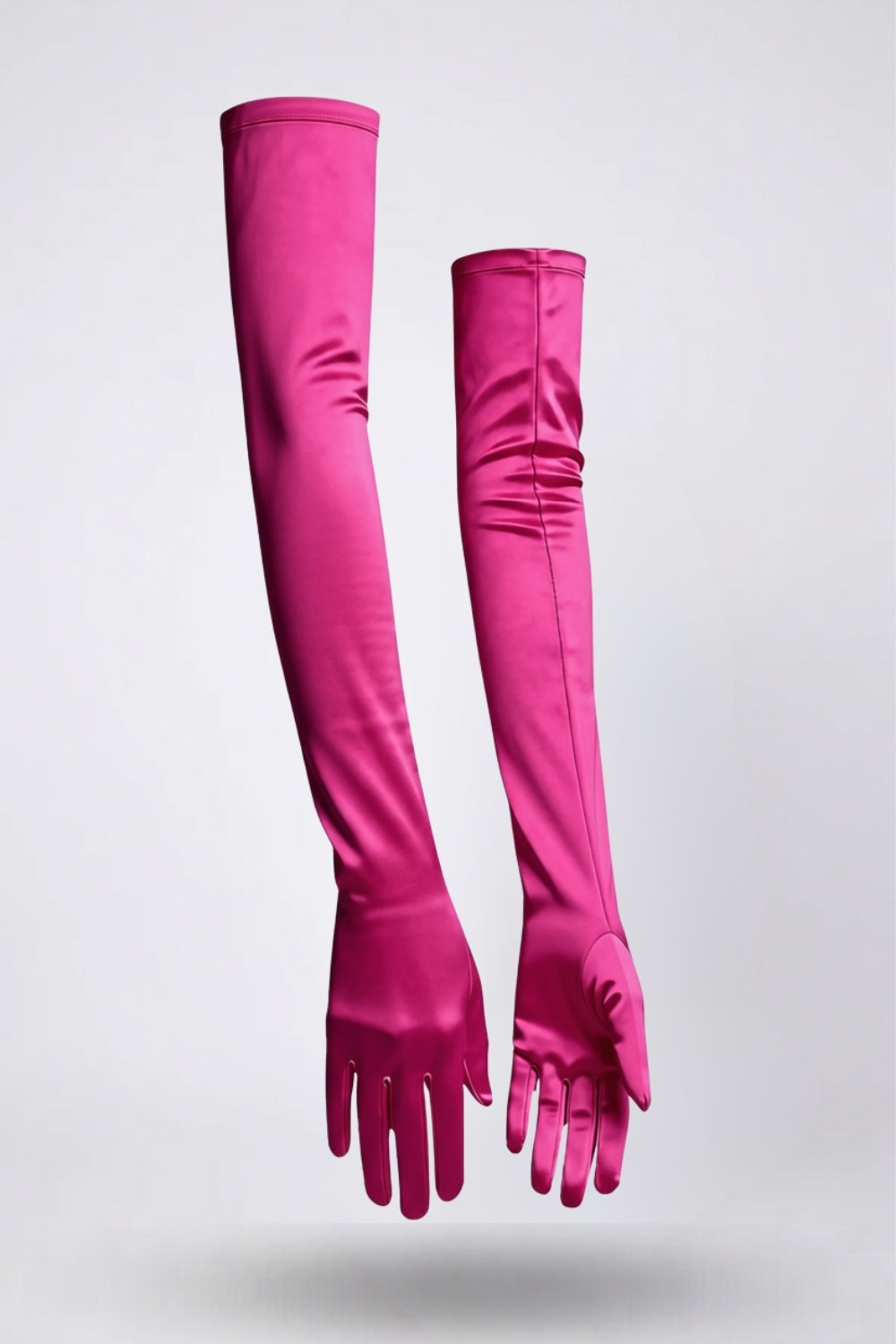 Silky opera length gloves in pink