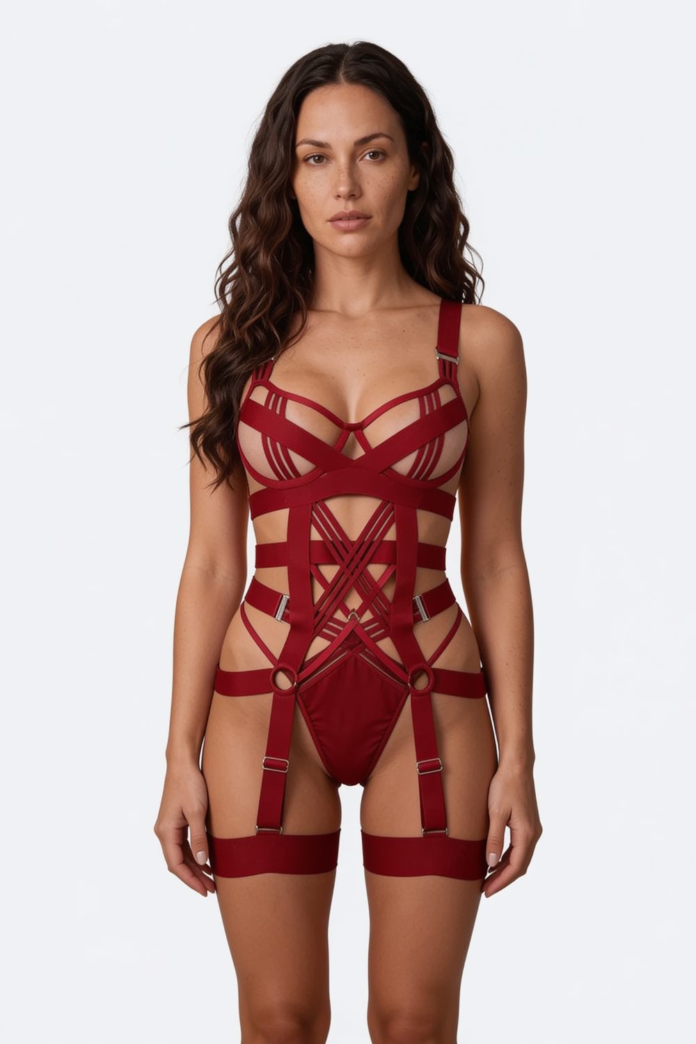Strappy scarlet statement – Bodysuit