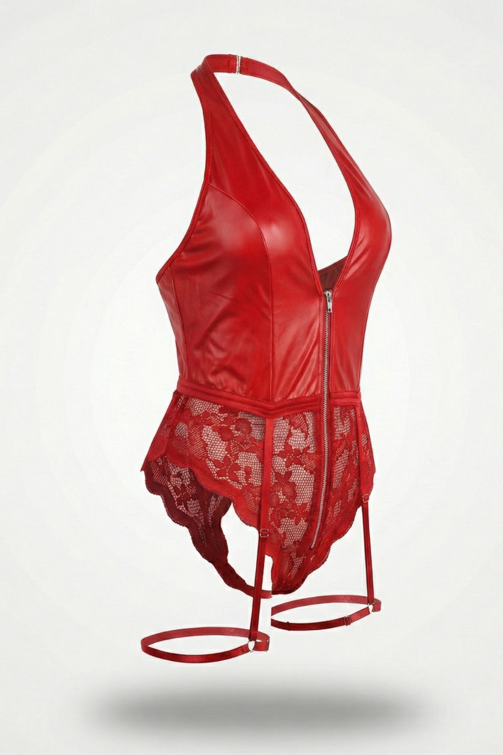 Zip-front lace contrast – Bodysuit