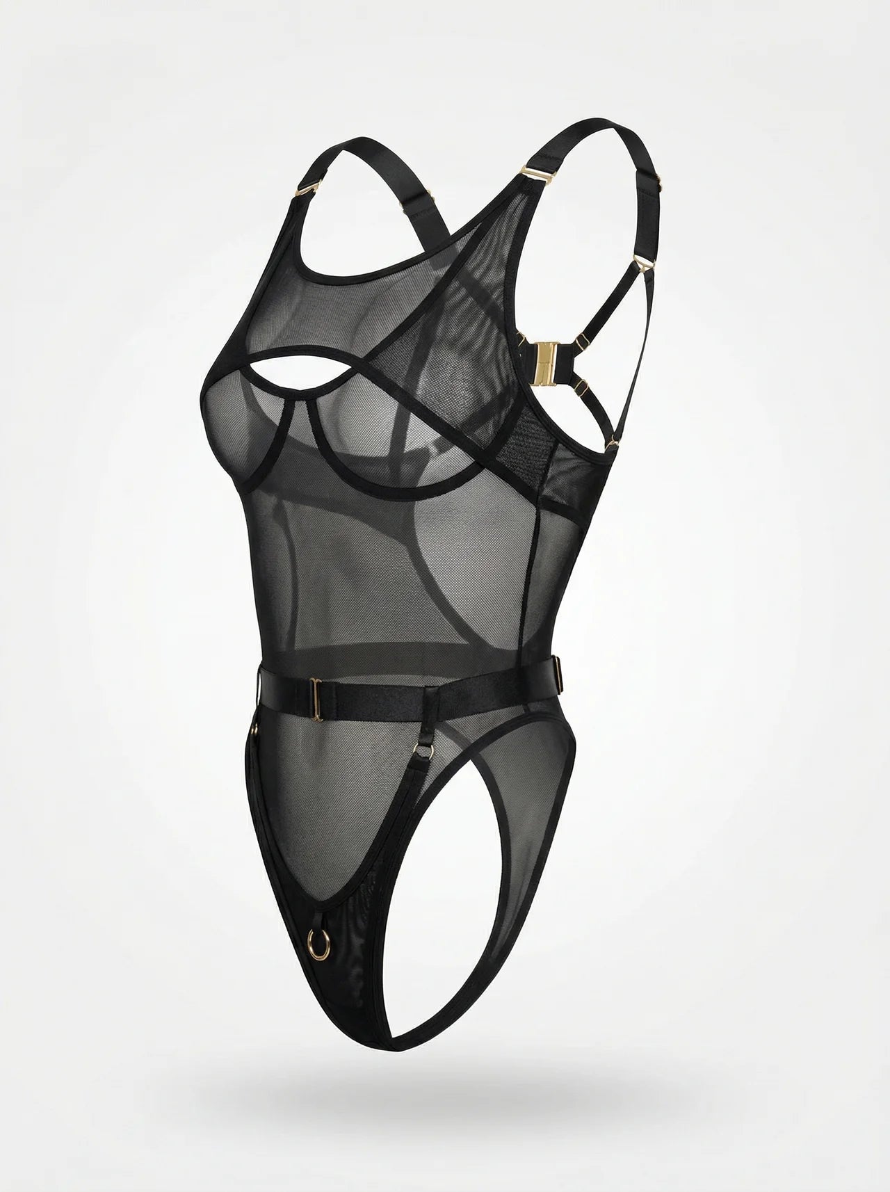 Sheer mesh cutout harness – Bodysuit