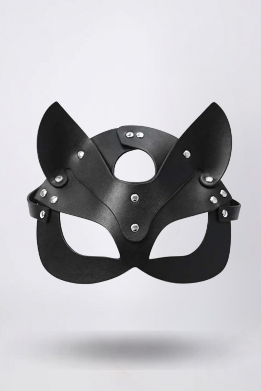 Leather cat ear design costume mask in black