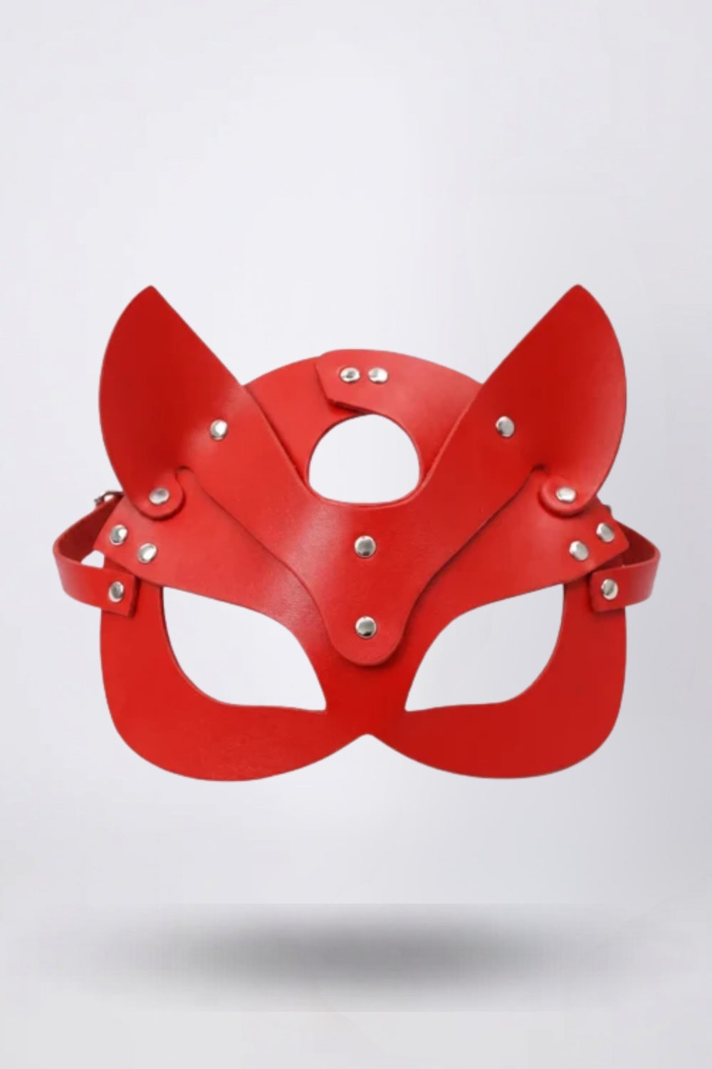 Leather cat ear design costume mask in red