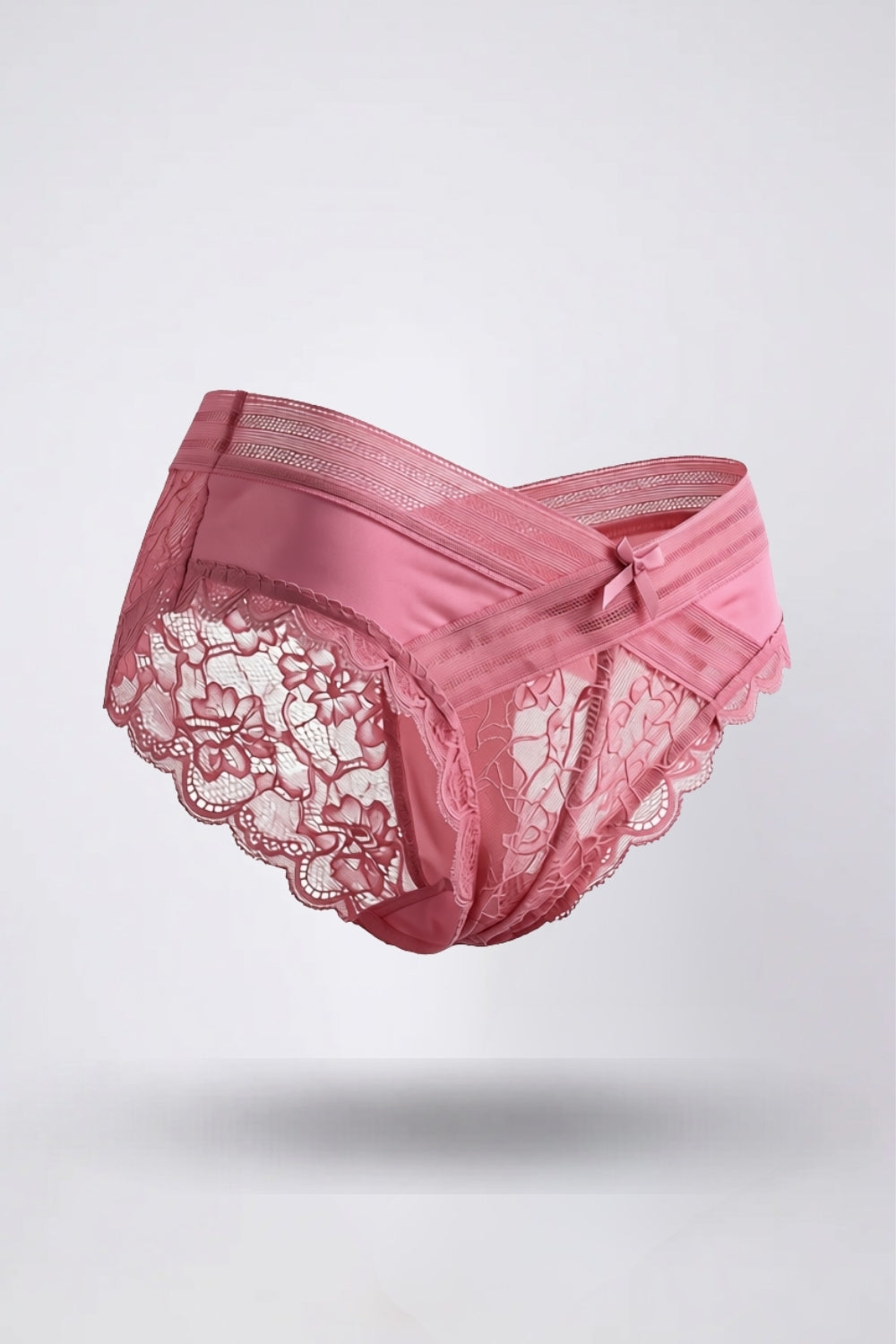 Floral lace crossover brief in pink