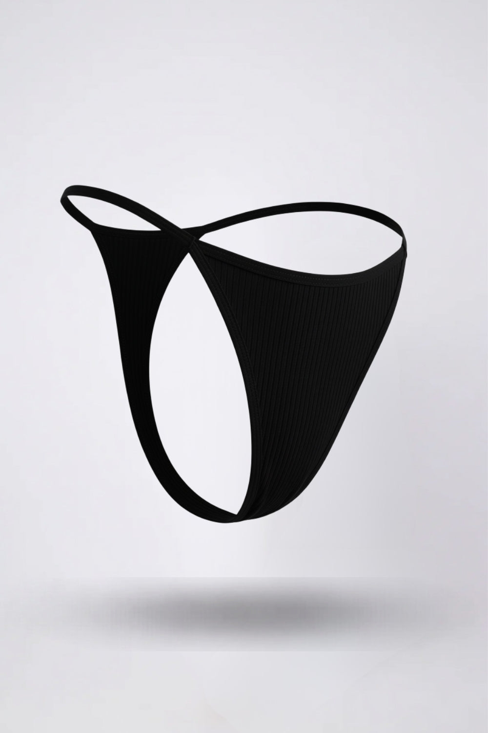 Ribbed minimalist thong in black