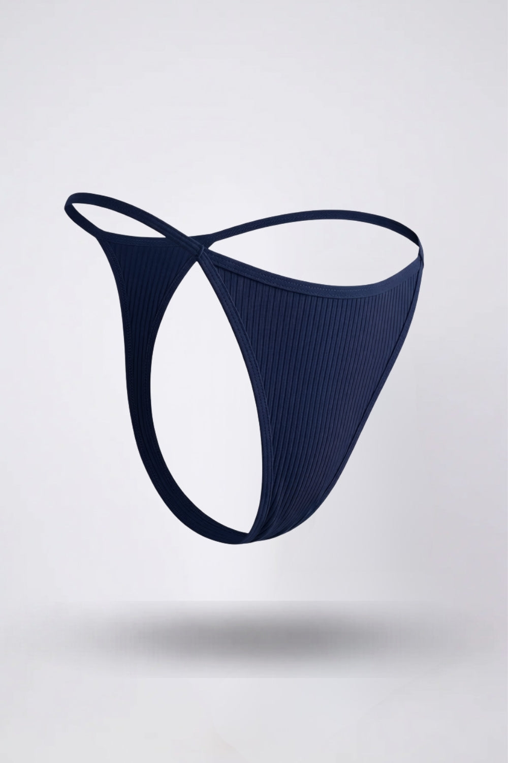 Ribbed minimalist thong in blue