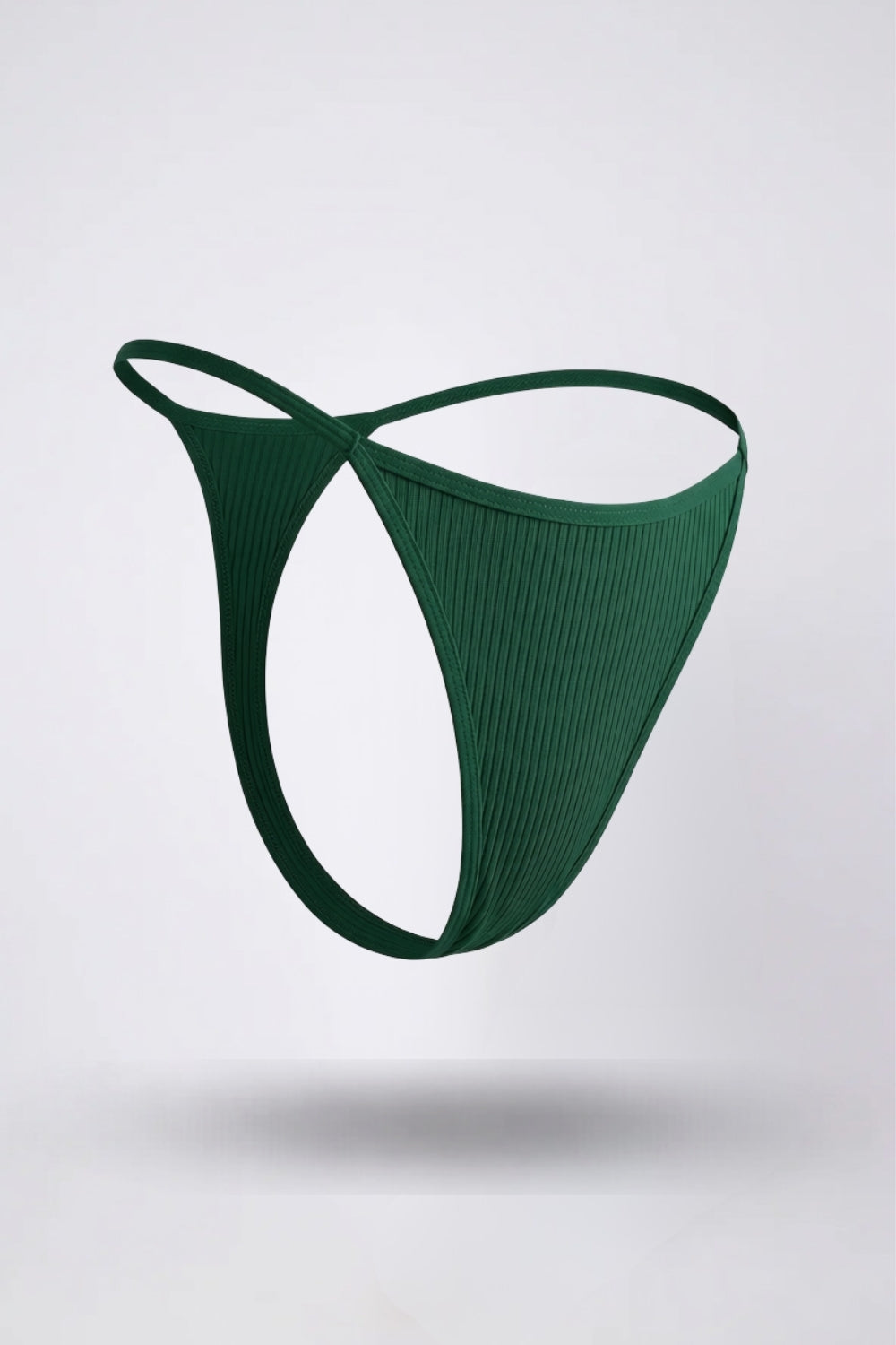 Ribbed minimalist thong in green