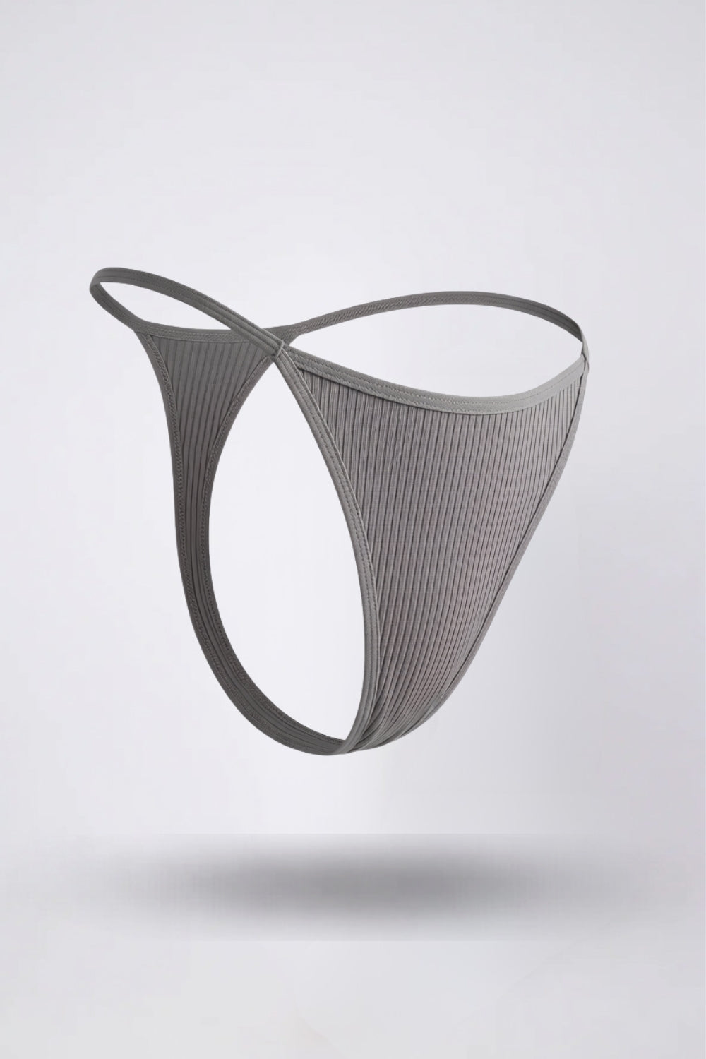 Ribbed minimalist thong in grey