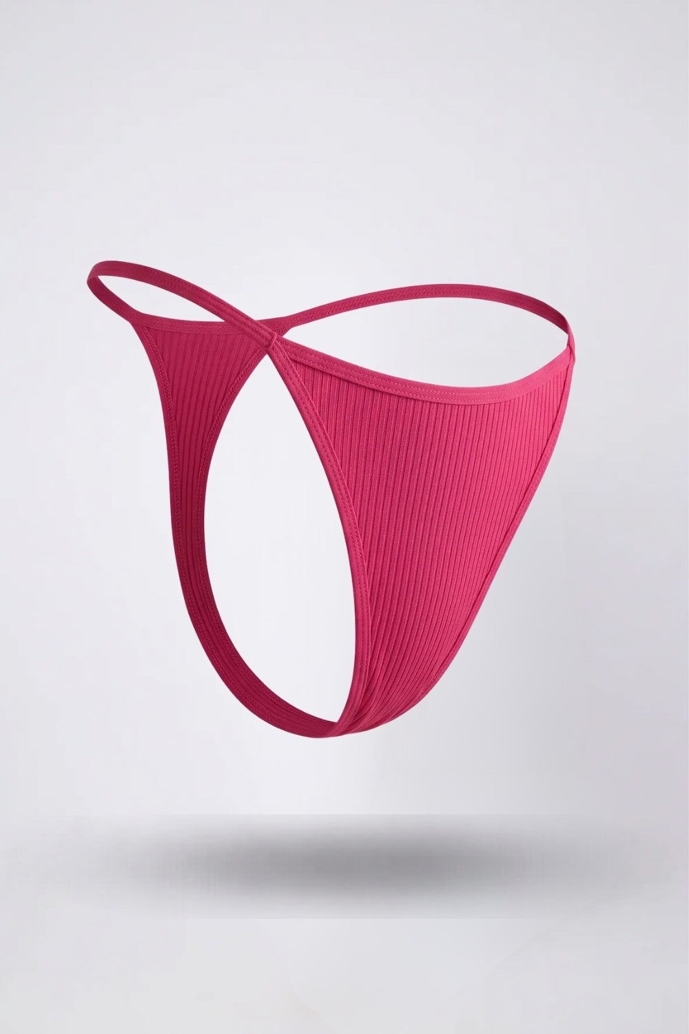 Ribbed minimalist thong in pink