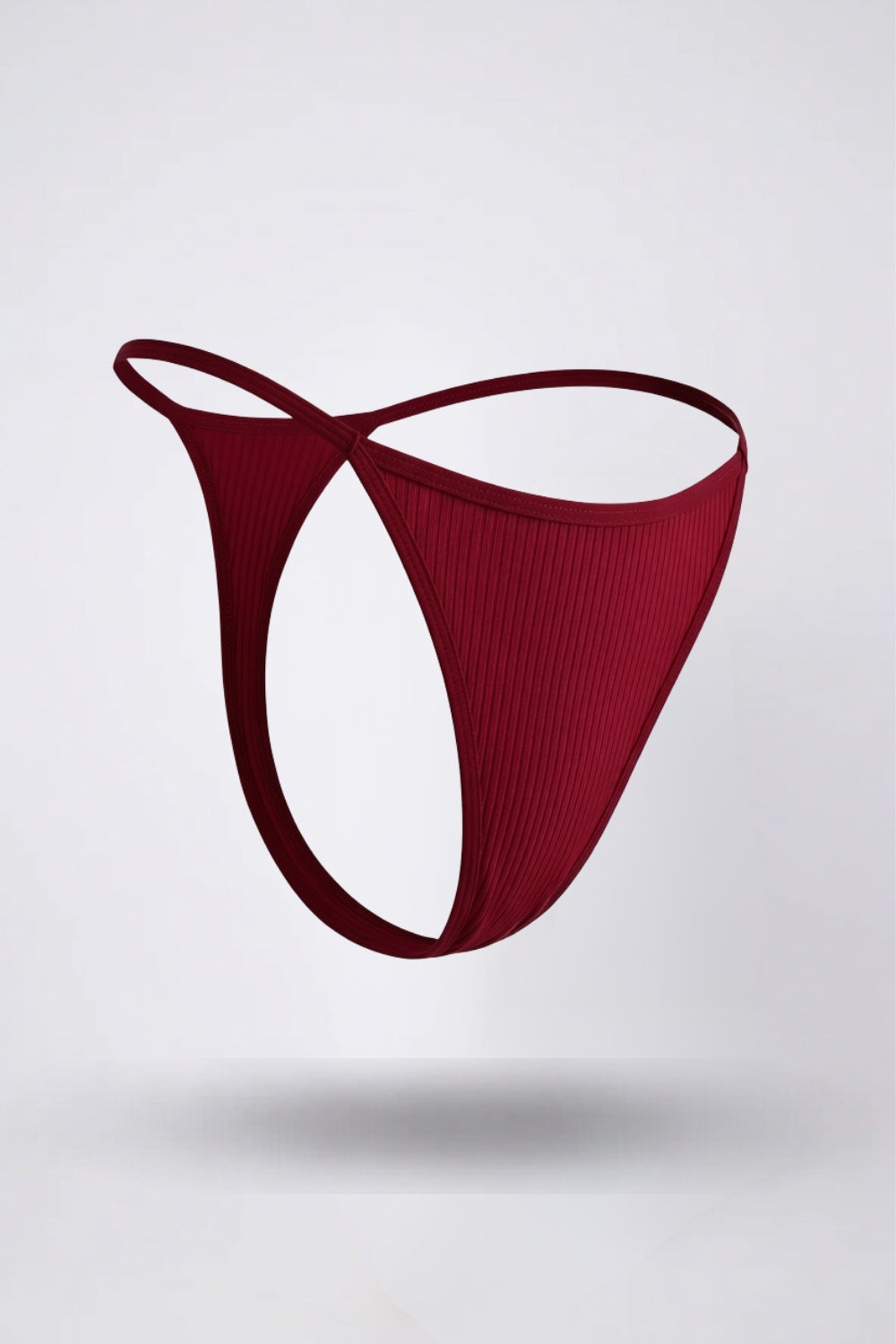 Ribbed minimalist thong in red