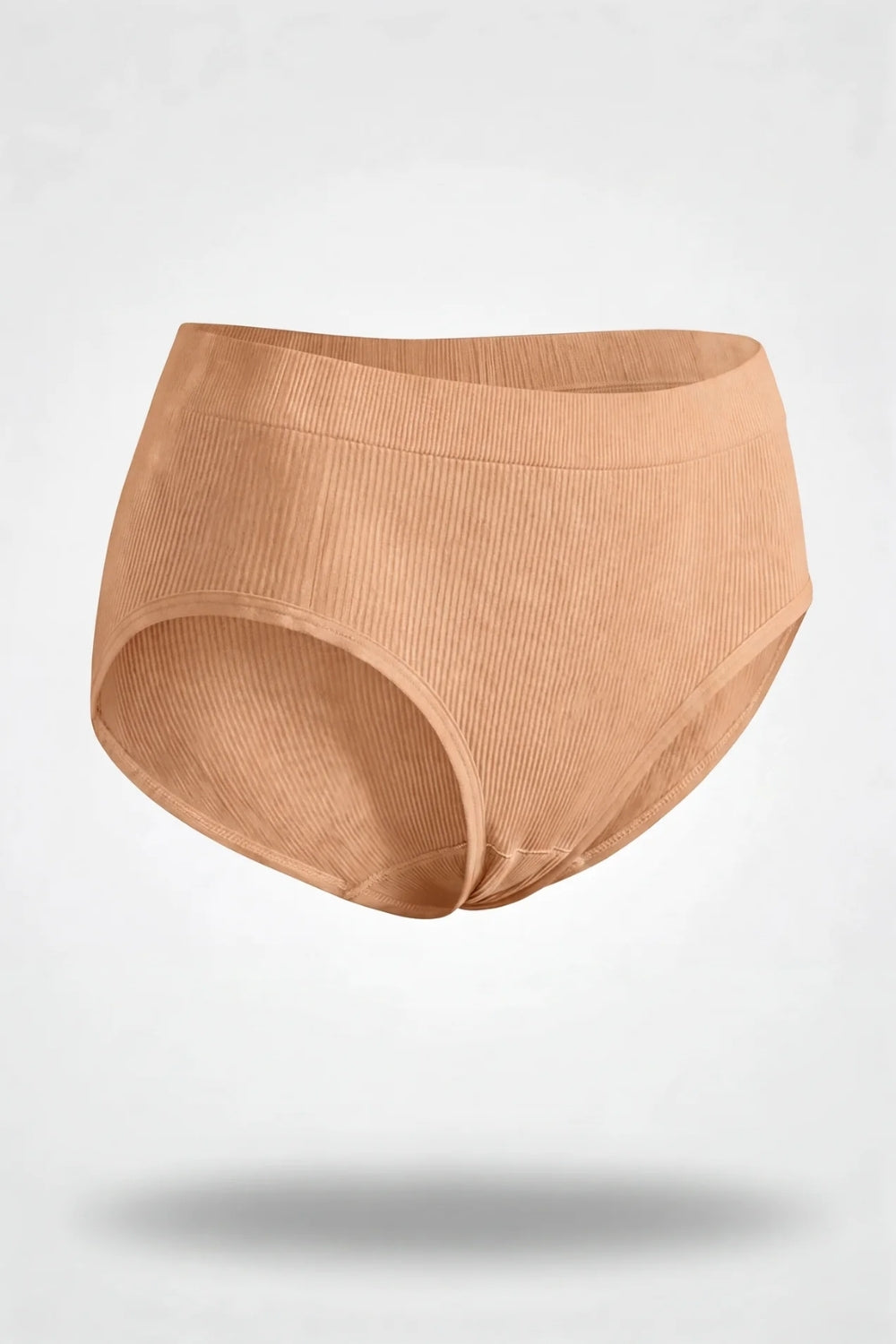 Ribbed seamless brief in almond