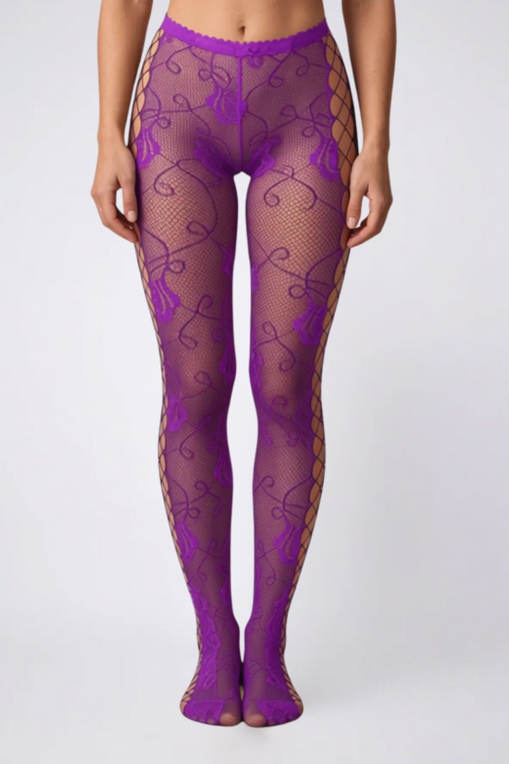 Floral fishnet with side cutouts – Tights