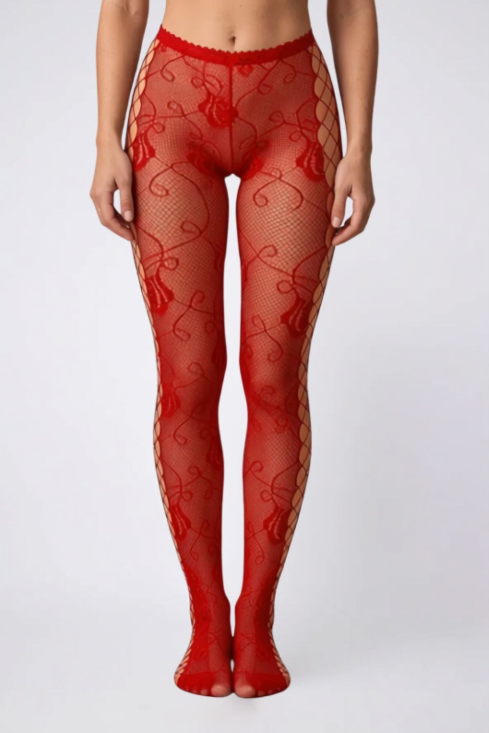 Floral fishnet with side cutouts – Tights