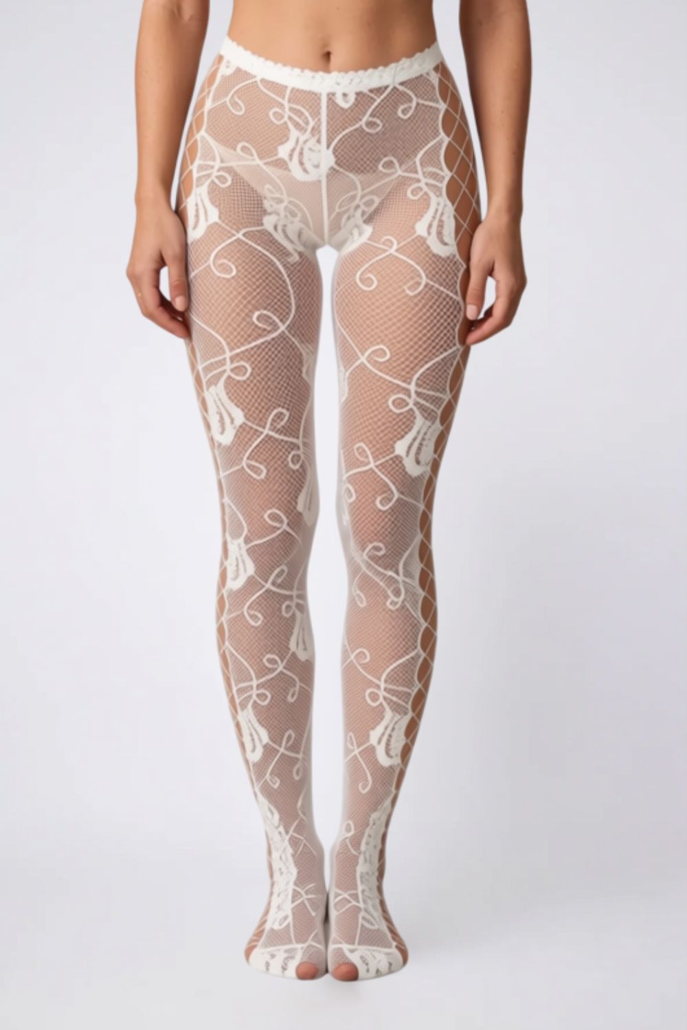 Floral fishnet with side cutouts – Tights