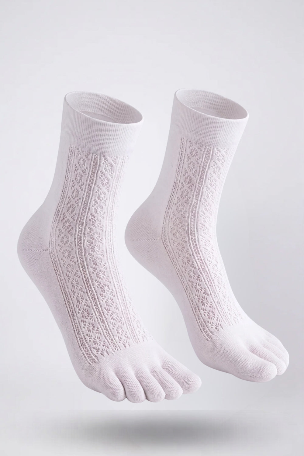Openwork five-toe ankle stockings in white#Color_White