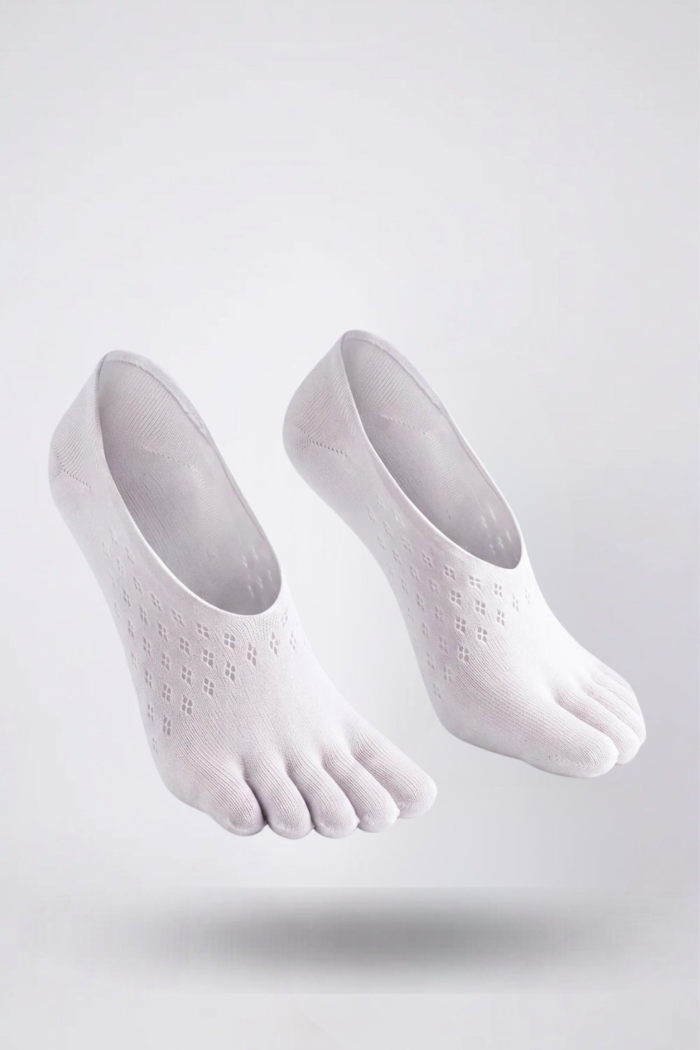Openwork five-toe no-show stockings in white#Color_White