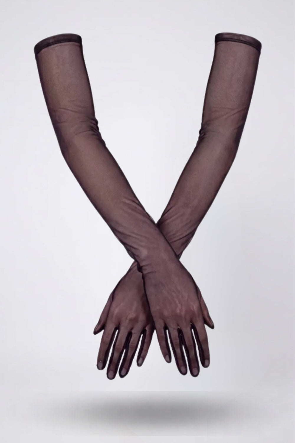 Sheer mesh long sleeve gloves arm stockings in black#Color_Black