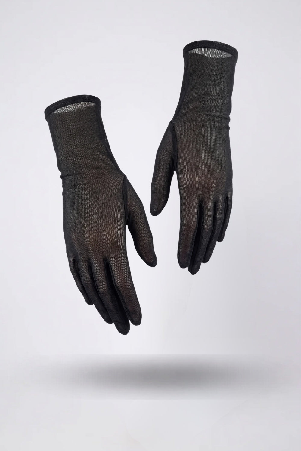 Sheer mesh wrist gloves in black #Color_Black
