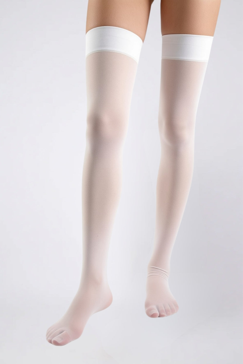 Sheer satin band – Thigh-high stockings