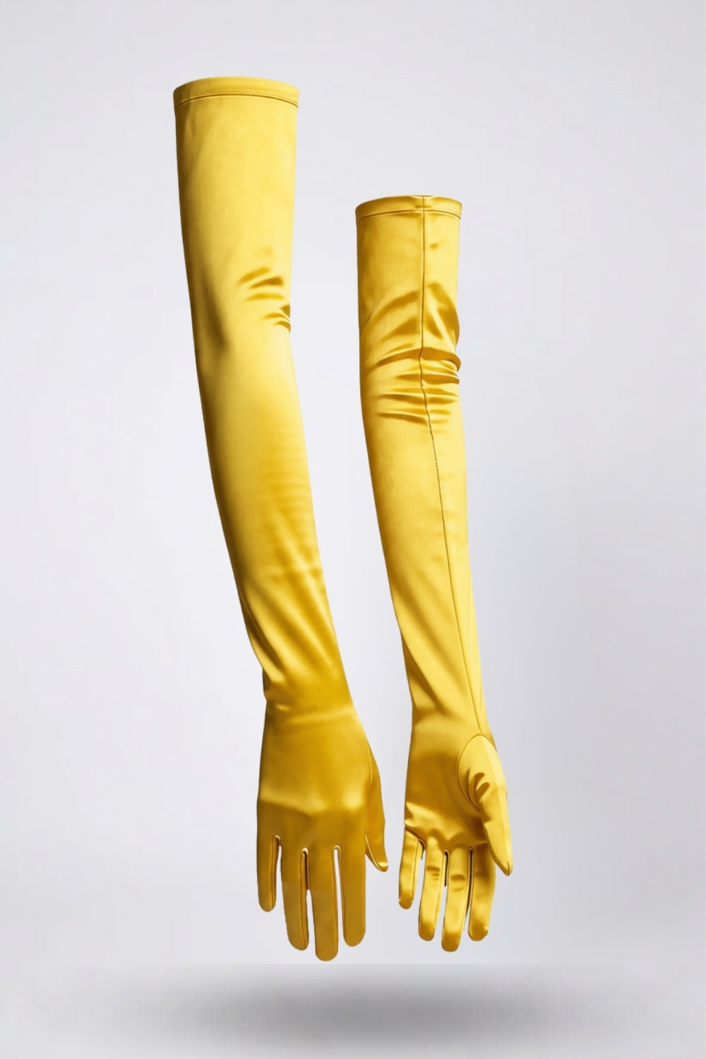 Silky opera length gloves in yellow