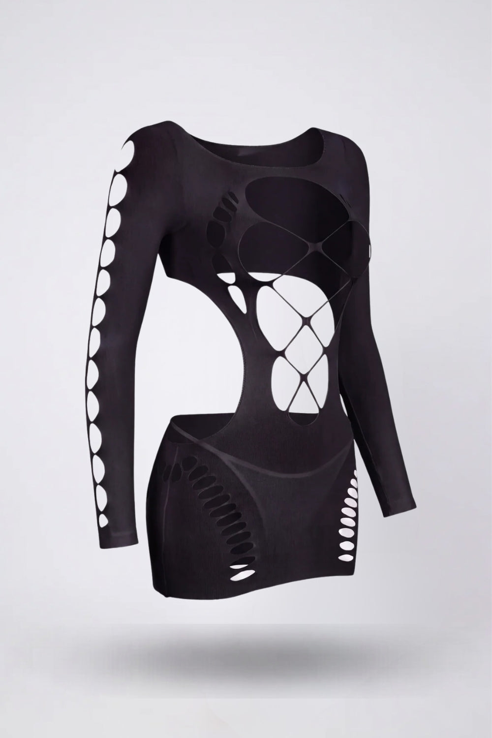 Strappy cutout detail bodystocking in black