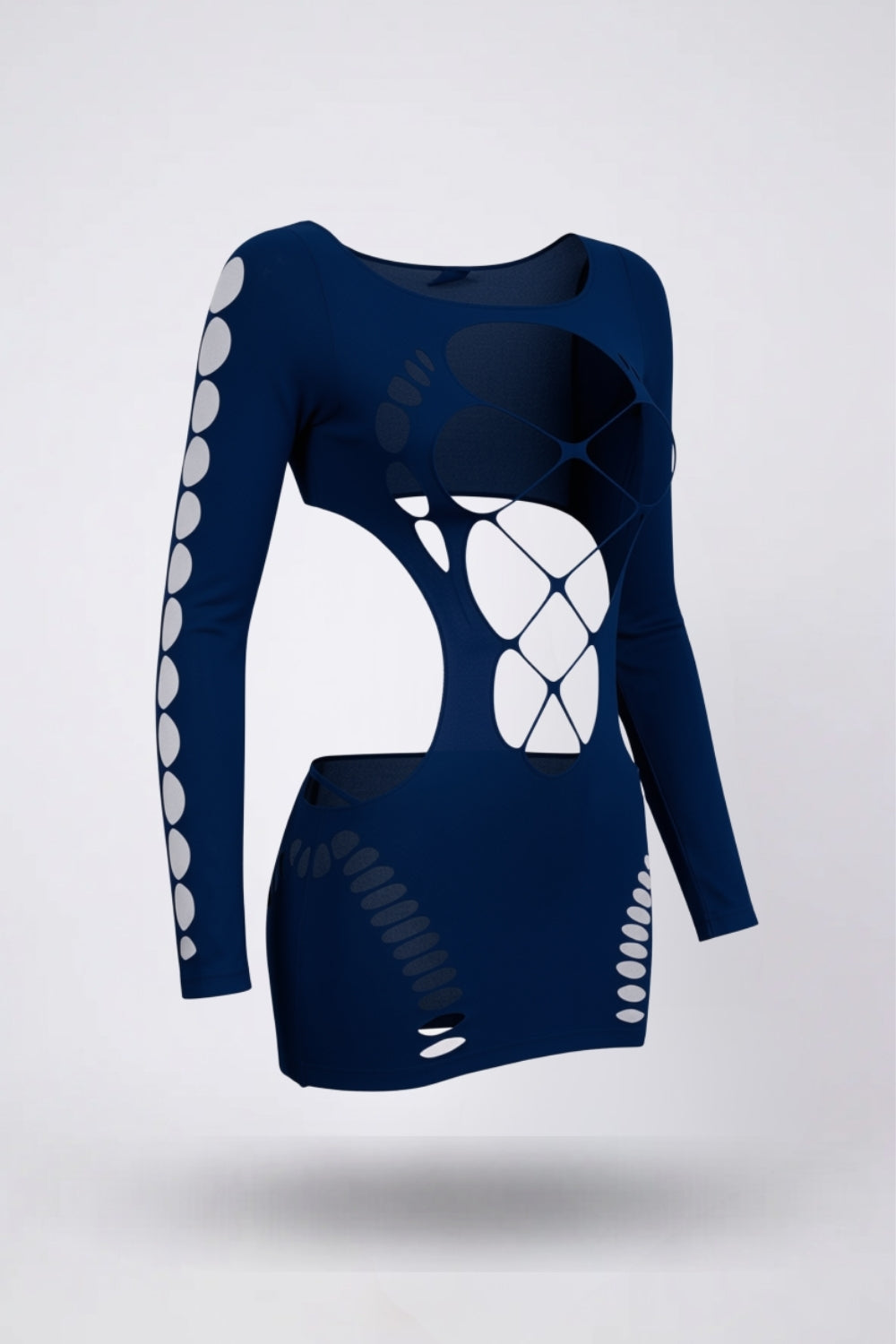 Strappy cutout detail bodystocking in blue