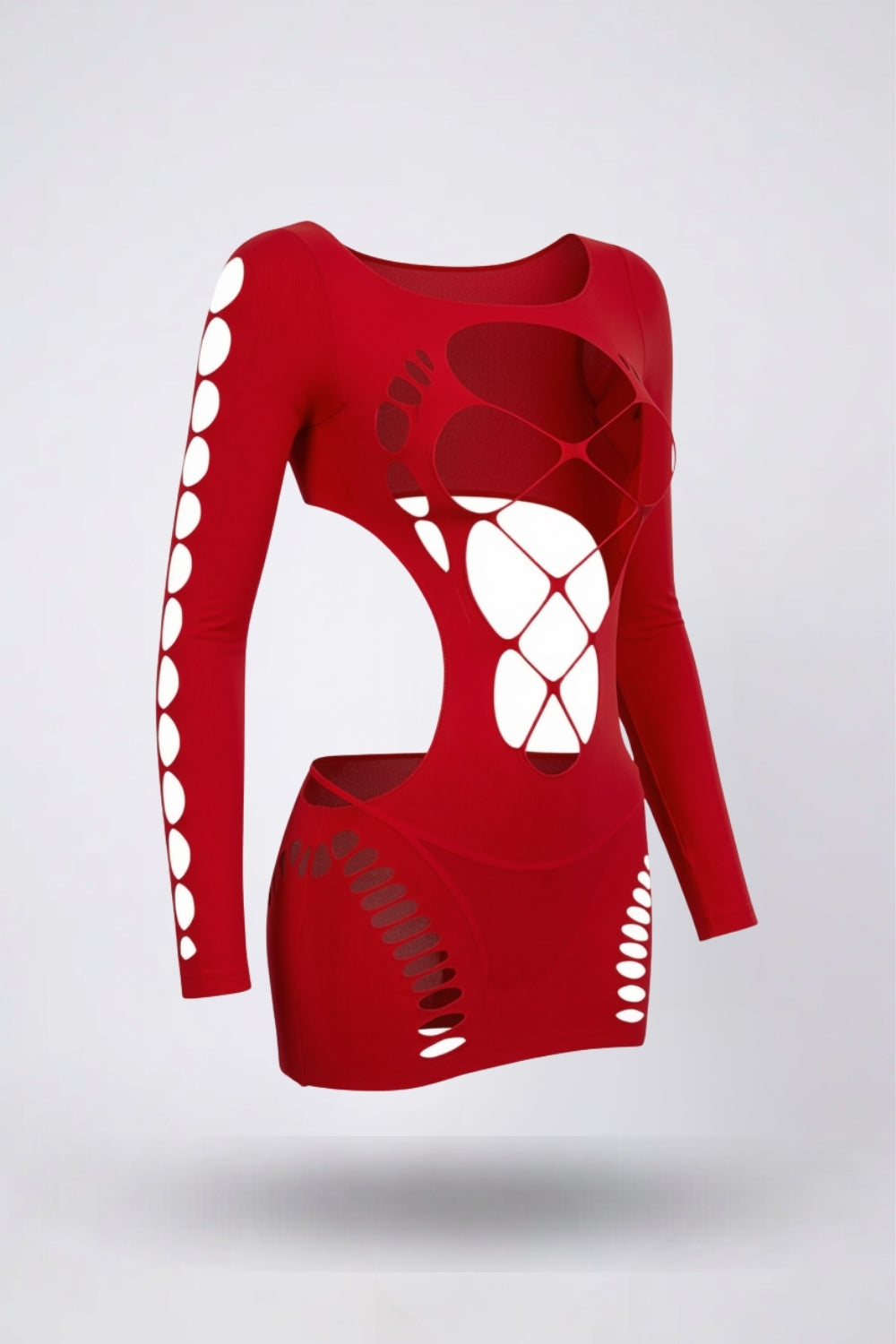 Strappy cutout detail bodystocking in red