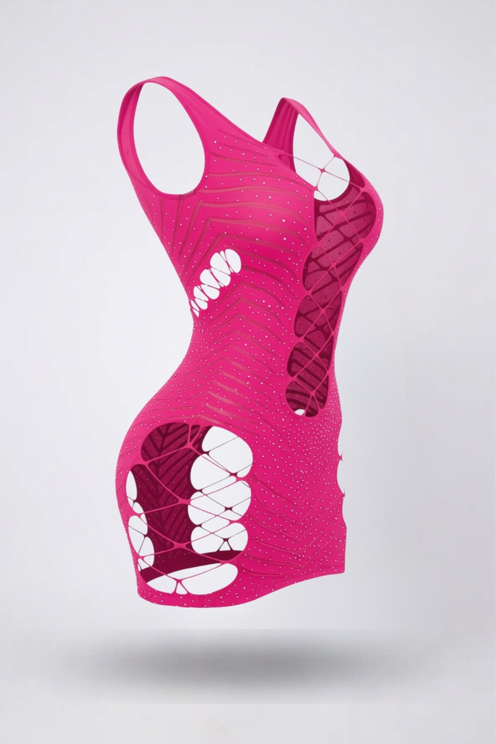 Strappy cutout mesh chemise in pink