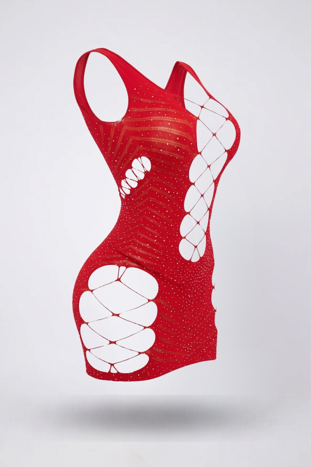 Strappy cutout mesh chemise in red