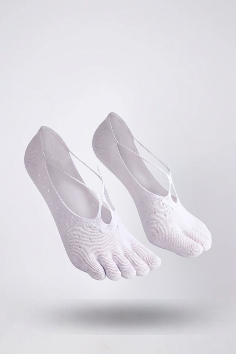 Strappy five-toe no-show stockings in white#Color_White